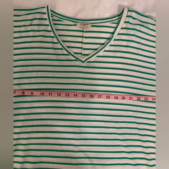 umgee Women’s Green & White Striped Shirt ~ Size L - Picture 7 of 14